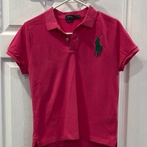 Ralph Lauren Pink Polo Shirt with Green Logo